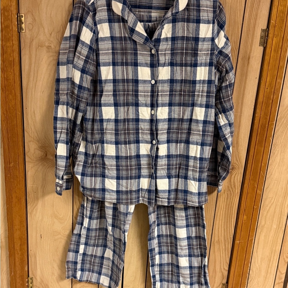 LL Bean Woman Plaid Flannel Pajamas Size M